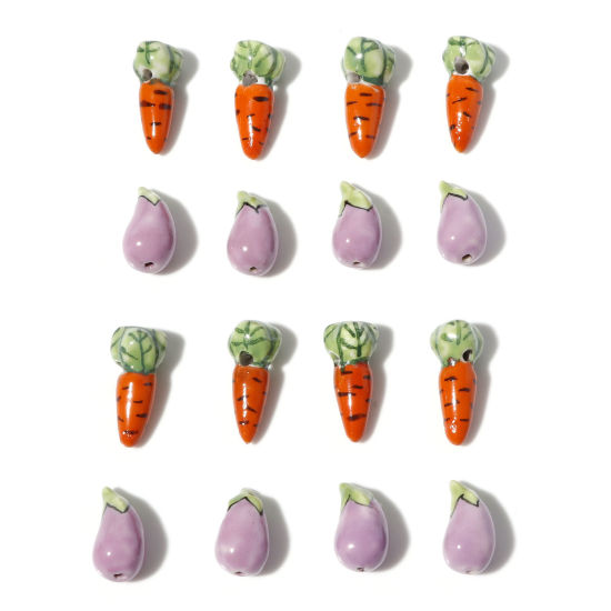 Picture of Ceramic 3D Beads Eggplant Multicolor Radish Painted