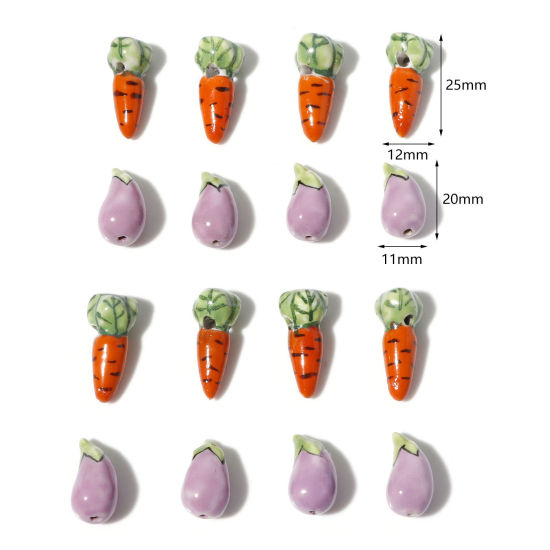 Picture of Ceramic 3D Beads Eggplant Multicolor Radish Painted