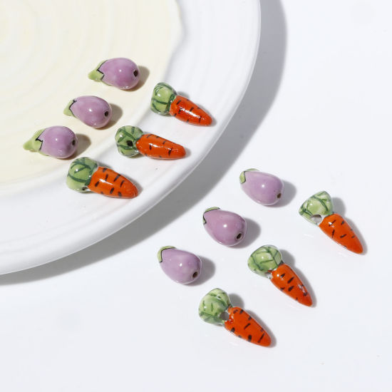 Picture of Ceramic 3D Beads Eggplant Multicolor Radish Painted