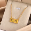 Picture of 304 Stainless Steel Stylish Necklace Gold Plated Message " 11:11 " 38cm(15") long, 1 Piece