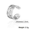 Picture of 304 Stainless Steel Stylish Open Adjustable Rings Multicolor C Shape Flower Hollow 17.3mm(US Size 7)