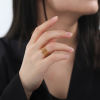 Picture of 304 Stainless Steel Stylish Open Adjustable Rings Multicolor C Shape Flower Hollow 17.3mm(US Size 7)