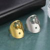 Picture of 304 Stainless Steel Religious Open Adjustable Rings Multicolor Flower Yin Yang Symbol Hollow 17.3mm(US Size 7)