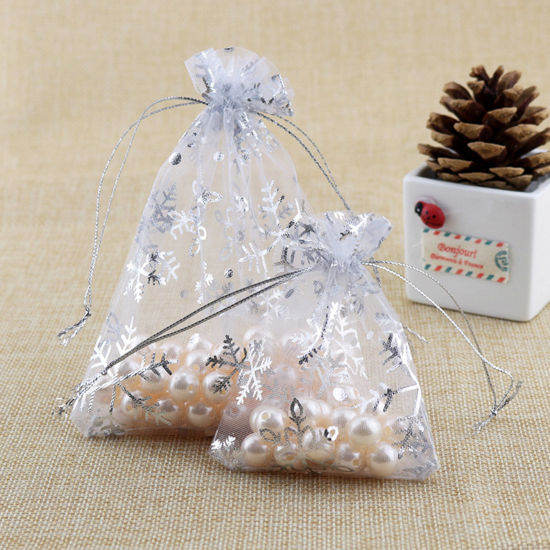 Picture of Organza Christmas Jewelry Bags Multicolor Snowflake