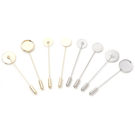 Brass Brooches Accessories Round Real Gold Plated Cabochon Settings
