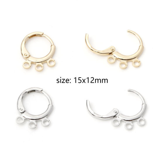 Picture of Brass Hoop Earrings Real Gold Plated Round With Loop 15mm x 12mm