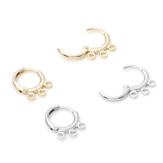 Picture of Brass Hoop Earrings Real Gold Plated Round With Loop 15mm x 12mm