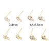 Picture of Brass Ear Post Stud Earrings Real Gold Plated Round With Loop Clear Cubic Zirconia 7mm x 4mm