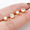Picture of Brass Ear Post Stud Earrings Real Gold Plated Round With Loop Clear Cubic Zirconia 7mm x 4mm