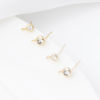 Picture of Brass Ear Post Stud Earrings Real Gold Plated Round With Loop Clear Cubic Zirconia 7mm x 4mm