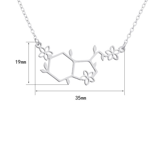 Image de Colliers en 304 Acier Inoxydable Pendentif Molécule de Sérotonine Charme Géométrique Chimie Multicolore Polygone 45cm Long, 1 Pièce