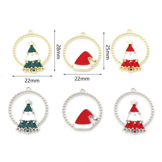 Immagine di Lega di Zinco Natale Charms Tondo Multicolore Smalto 10 Pz
