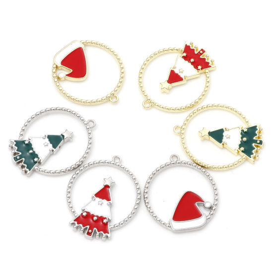 Immagine di Lega di Zinco Natale Charms Tondo Multicolore Smalto 10 Pz