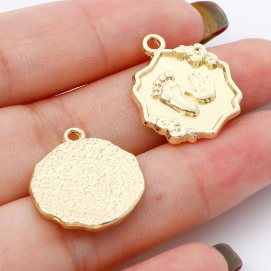 Immagine di Lega di Zinco Charms Fiore Oro Placcato Cuore 10 Pz