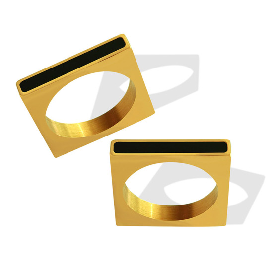 Immagine di Ecologico Semplice & Casual Elegante 18K Vero Oro Placcato 304 Acciaio Inossidabile Non Regolabile Quadrato Tondo Anello Unisex 1 Pz
