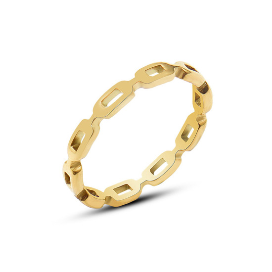 Imagen de Respetuoso del Medio Ambiente Sencillo & Casual Elegante 18K Oro Real Chapado 304 Acero Inoxidable No Ajustable Hueco Anillos Unisexo 1 Unidad