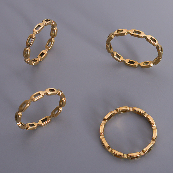 Imagen de Respetuoso del Medio Ambiente Sencillo & Casual Elegante 18K Oro Real Chapado 304 Acero Inoxidable No Ajustable Hueco Anillos Unisexo 1 Unidad