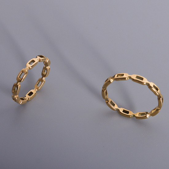 Imagen de Respetuoso del Medio Ambiente Sencillo & Casual Elegante 18K Oro Real Chapado 304 Acero Inoxidable No Ajustable Hueco Anillos Unisexo 1 Unidad