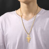 Picture of 304 Stainless Steel Religious Box Chain Necklace Multicolor Ankh Egyptian Cross Hollow 60cm(23 5/8") long
