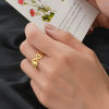 Picture of Titanium Steel Religious Open Rings Multicolor C Shape Evil Eye Hollow