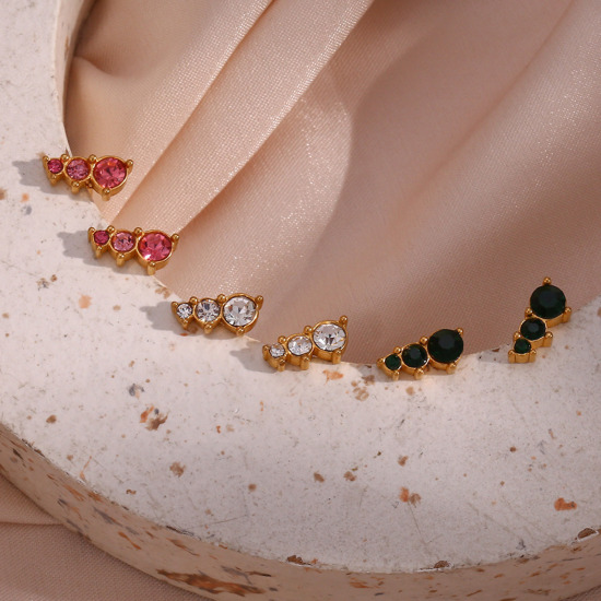 Imagen de Respetuoso del Medio Ambiente Dulce & Lindo Exquisito 18K Oro Real Chapado 304 Acero Inoxidable & Circón Artificial Pendientes Para Mujeres Fiesta 1 Par