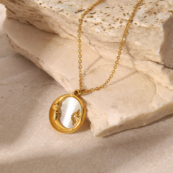 Imagen de Respetuoso del Medio Ambiente Sencillo & Casual Elegante 18K Oro Real Chapado 304 Acero Inoxidable Cadena Trenzada Collar con Colgante Para Mujeres 1 Unidad