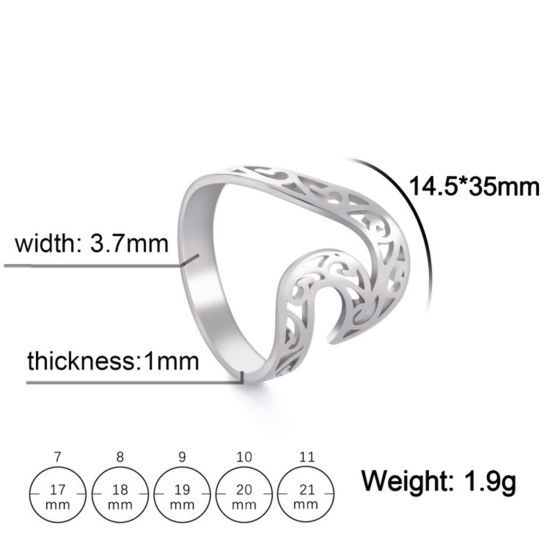 Bild von 304 Edelstahl Stilvoll Uneinstellbar Ring Bunt Welle 1 Stück