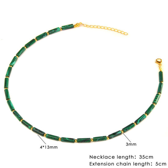 Изображение Полудрагоценный Камень ( Природный ) Ожерелье из бисера Позолоченный Разноцветный 35см длина, 1 ШТ