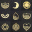 Picture of 304 Stainless Steel Filigree Stamping Charms Multicolor Pentagram Star Moon Hollow 2 PCs