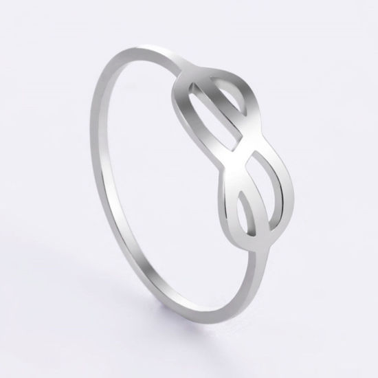 Picture of 304 Stainless Steel Stylish Unadjustable Rings Multicolor Round Infinity Symbol Hollow