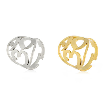 304 Stainless Steel Religious Open Rings Multicolor Stamp Seal OM/ Aum Symbol Hollow 17.3mm(US Size 7)