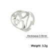 Picture of 304 Stainless Steel Religious Open Rings Multicolor Stamp Seal OM/ Aum Symbol Hollow 17.3mm(US Size 7)