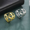 Picture of 304 Stainless Steel Religious Open Rings Multicolor Stamp Seal OM/ Aum Symbol Hollow 17.3mm(US Size 7)