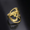 Picture of 304 Stainless Steel Religious Open Rings Multicolor Stamp Seal OM/ Aum Symbol Hollow 17.3mm(US Size 7)