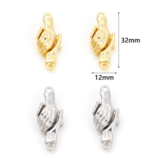 Picture of Brass Magnetic Clasps Hand Multicolor 32mm x 12mm, 2 PCs