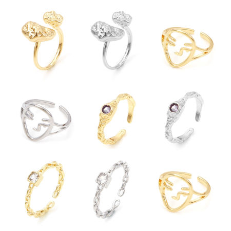 Copper Open Adjustable Rings Multicolor Face
