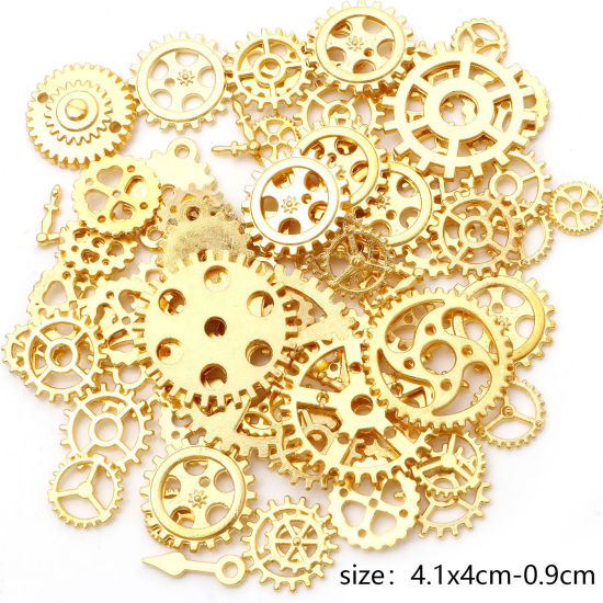 Image de Pendentifs Steampunk en Alliage de Zinc au Hasard Multicolore Roue Dentée 4.1x4cm - 0.9cm Dia., 1 Paquet