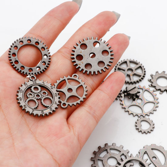 Image de Pendentifs Steampunk en Alliage de Zinc au Hasard Multicolore Roue Dentée 4.1x4cm - 0.9cm Dia., 1 Paquet