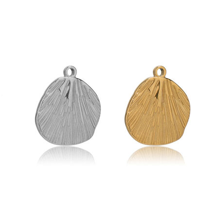 304 Stainless Steel Charms Multicolor Shell Textured 19mm x 16mm