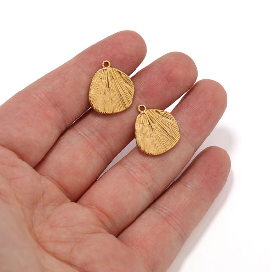 Image de Breloques en 304 Acier Inoxydable Coquille Multicolore Texturé 19mm x 16mm , 2 Pcs