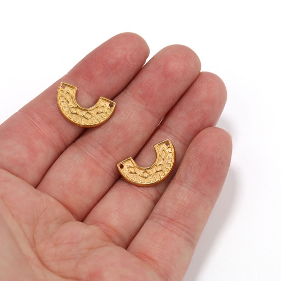 Immagine di 2 Pz 304 Acciaio Inossidabile Geometrico Pendenti Charms Connettori Arco Multicolore 20mm x 11mm