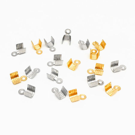 304 Stainless Steel Cord End Crimp Caps Multicolor 7mm x 4.5mm