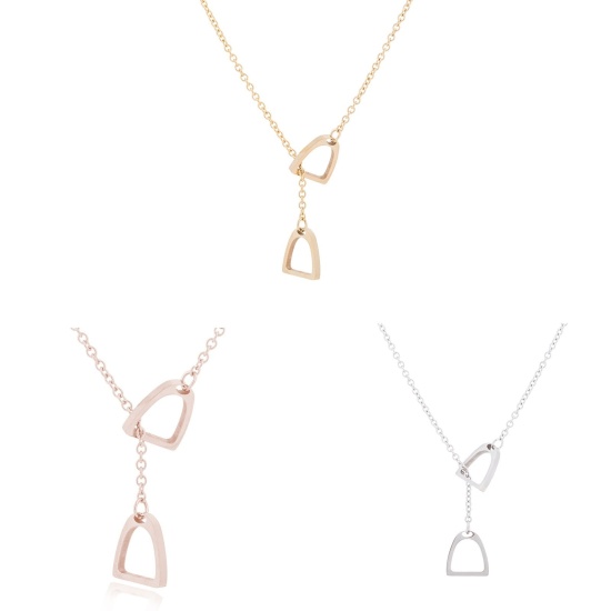 Image de Collier Lariat en Forme de Y en 304 Acier Inoxydable Multicolore Empreintes de Cheval Creux 45cm long, 1 Pièce