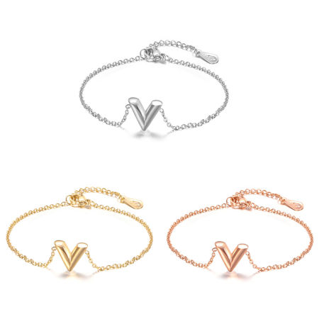 Imagen de 304 Acero Inoxidable Elegante Pulseras Multicolor En forma de V 15cm longitud, 1 Unidad