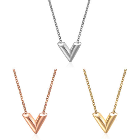 304 Stainless Steel Stylish Link Cable Chain Necklace Multicolor V-shaped 50cm(19 5/8") long