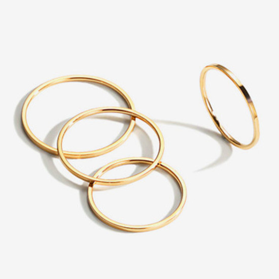 Bild von Umweltfreundlich Einfach und lässig Einfach 18K Vergoldet 304 Edelstahl Uneinstellbar Ring Unisex 1 Stück