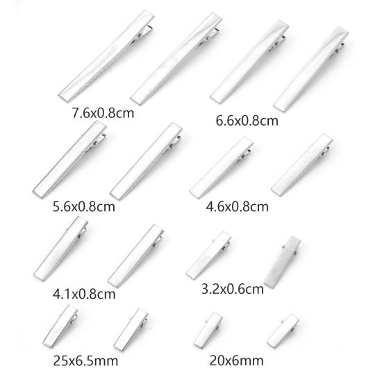 Image de Pinces à Cheveux en Alliage de Fer Argent Mat Rectangle Coller sur 50 Pcs