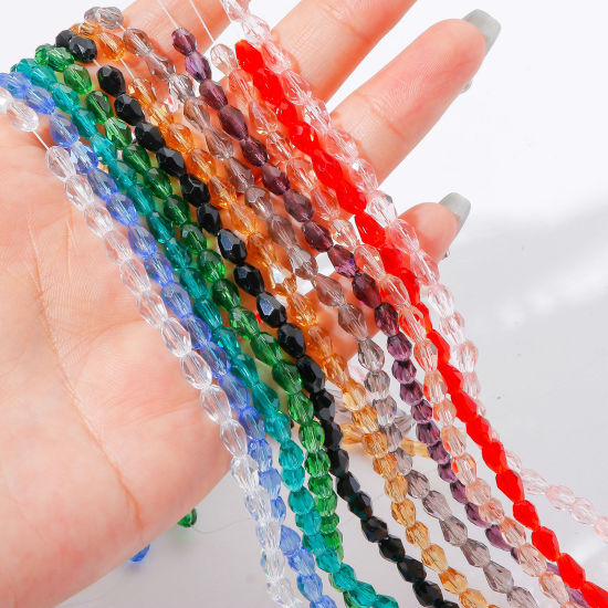 Picture of Glass Beads Drop Multicolor Faceted About 6mm x 4mm