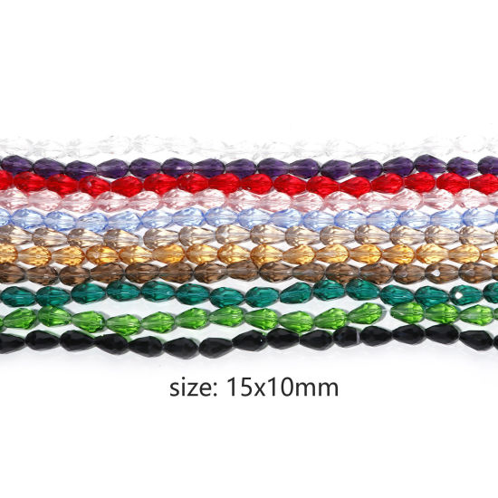 Picture of Glass Beads Drop Multicolor Faceted About 15mm x 10mm