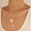 Picture of 304 Stainless Steel Valentine's Day Y Shaped Lariat Necklace Multicolor Heart Hollow 47cm(18 4/8") long